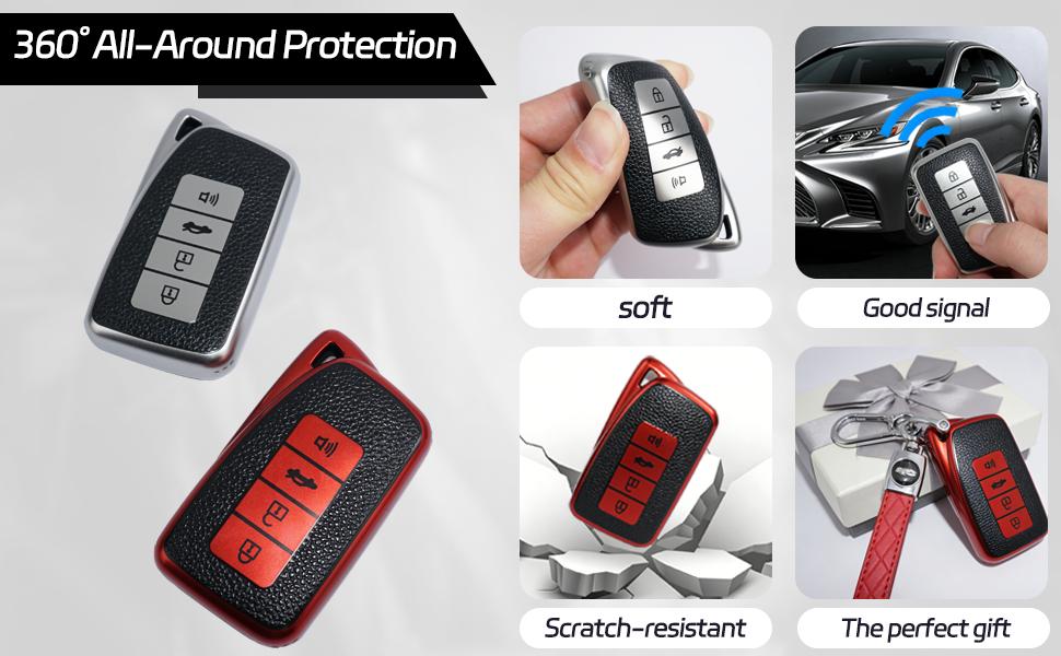 for Lexus Car Key Cover with Keychain,TPU for Lexus Key Fob Compatible with ES, is, GS, NX, LS, RX, RC, GX, LX, 570, 200, 250, 350, 460, 300F, 450h, 600h Red 4 Buttons Key Fob Cover for Lexus Car Key Cover with Keychain,TPU for Lexus Key Fob Compatible with ES, is, GS, NX, LS, RX, RC, GX, LX, 570, 200, 250, 350, 460, 300F, 450h, 600h Red 4 Buttons Key Fob Cover