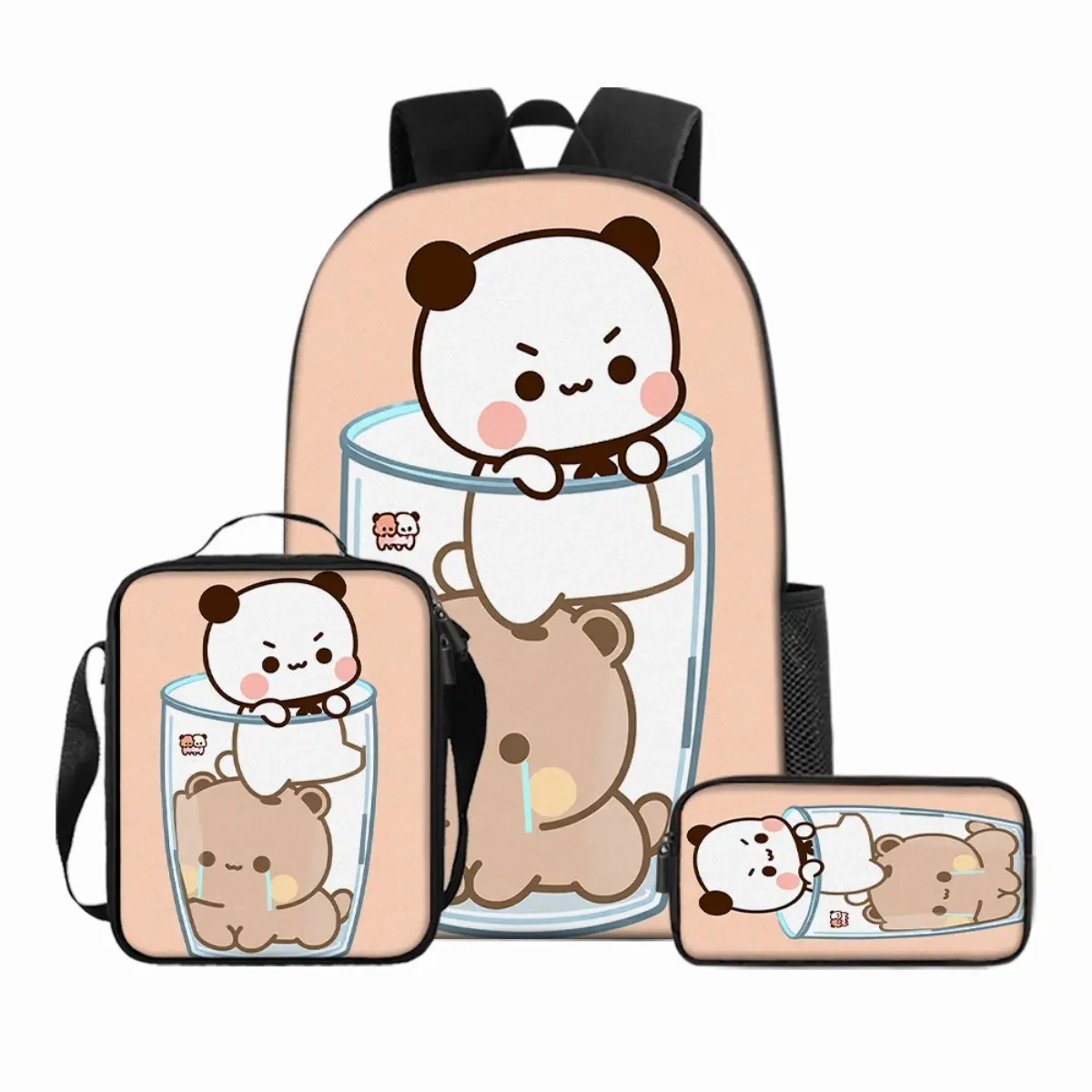 Cartoon Cute Plain Light Pink Leather Teddy Bear Backpack - Waterproof, Wear-resistant, Large Capacity, Stress-relieving Breathable Shoulder Straps - Suitable for Daily School Commutes, Camping Trips, Built-In Organizer Backpacks