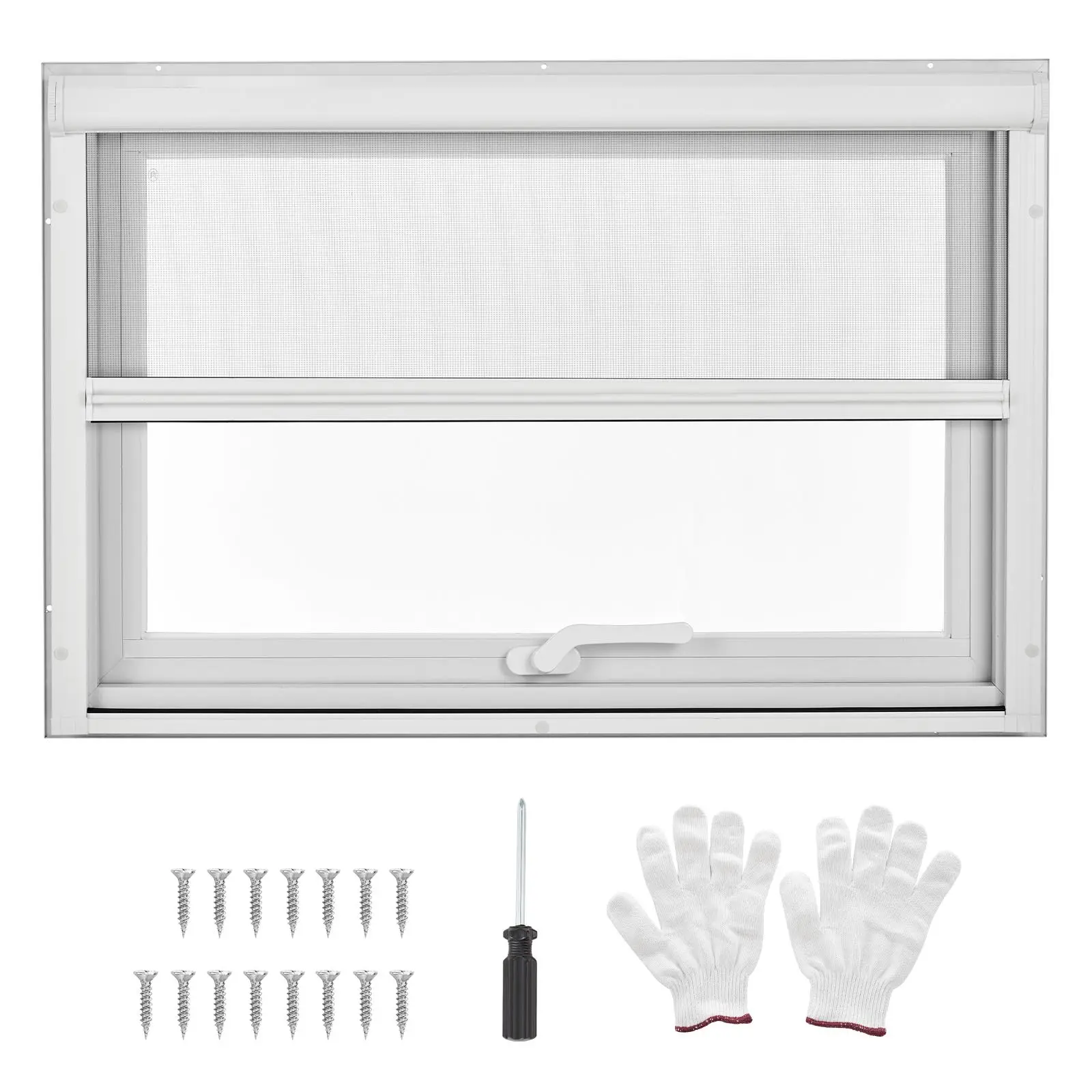 Reinforced Glass Casement Roof Window - Sliding Operation, Magnetic Pull-Down Mesh (Magnetic Mesh), 4-Position Adjustable, Enhanced Ventilation for Outdoor Egress & Household Use