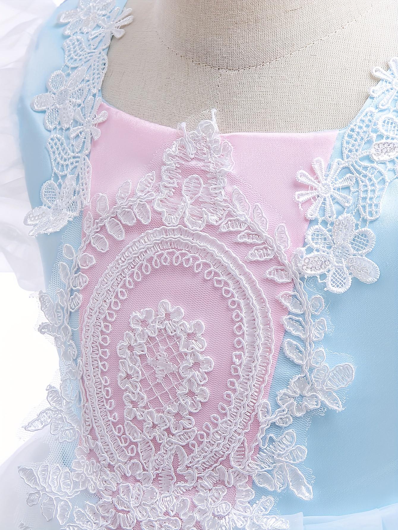 Vintage Puff Sleeve Princess Court Dress for Middle to Older Toddler Girls Wedding Party Ankle Length Gown Formal Dresses