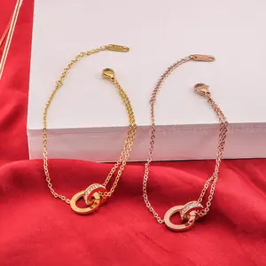 Titanium Steel Rhinestone Interlocking Roman Numeral Bracelet Minimalist Elegant Luxury Unique Design Colorfast Jewelry For Women