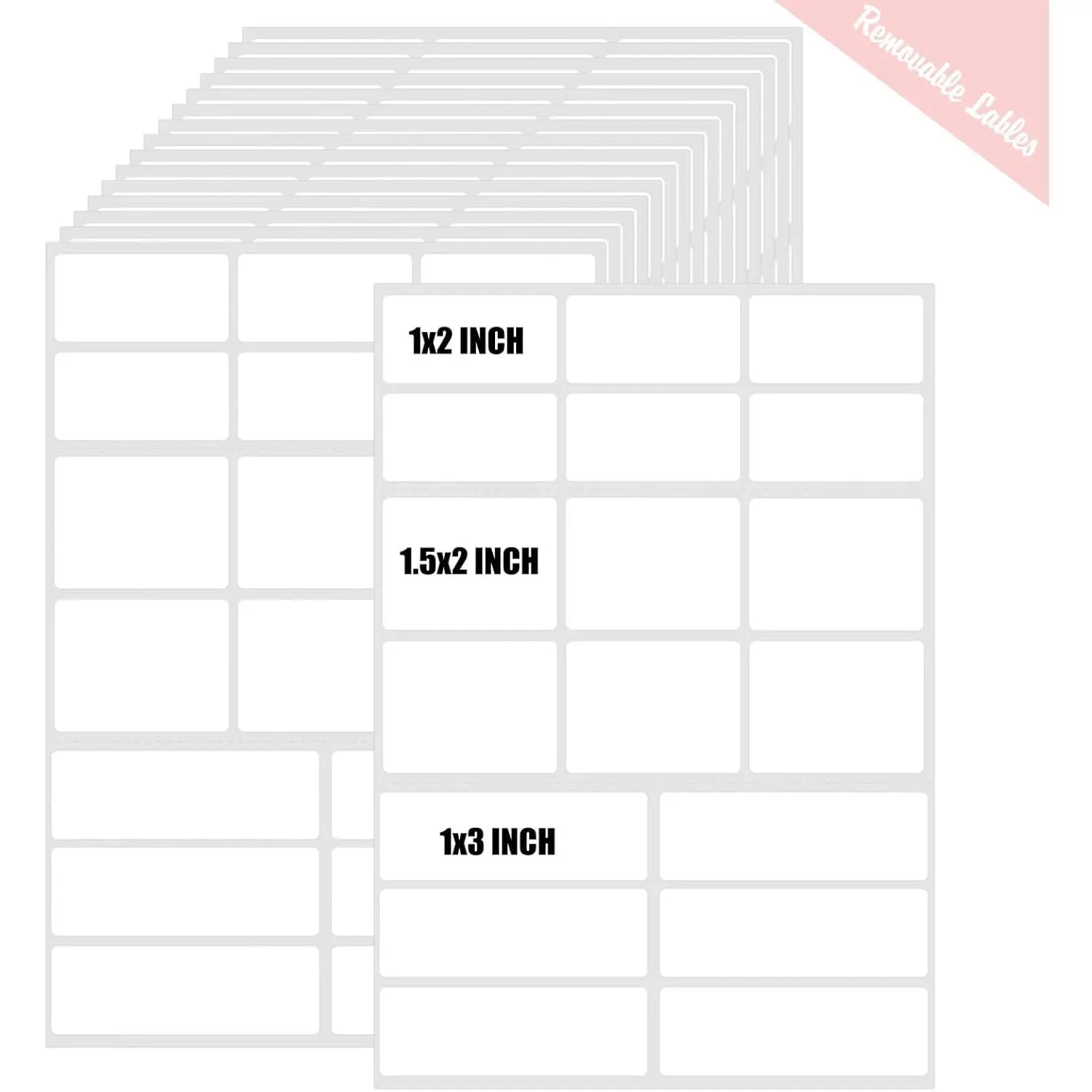 540 count Removable Labels, Labels Stickers | Self-Adhesive Rectangular Stickers Water/Oil/ Resistant for  Containers/Classroom/Storage (White)