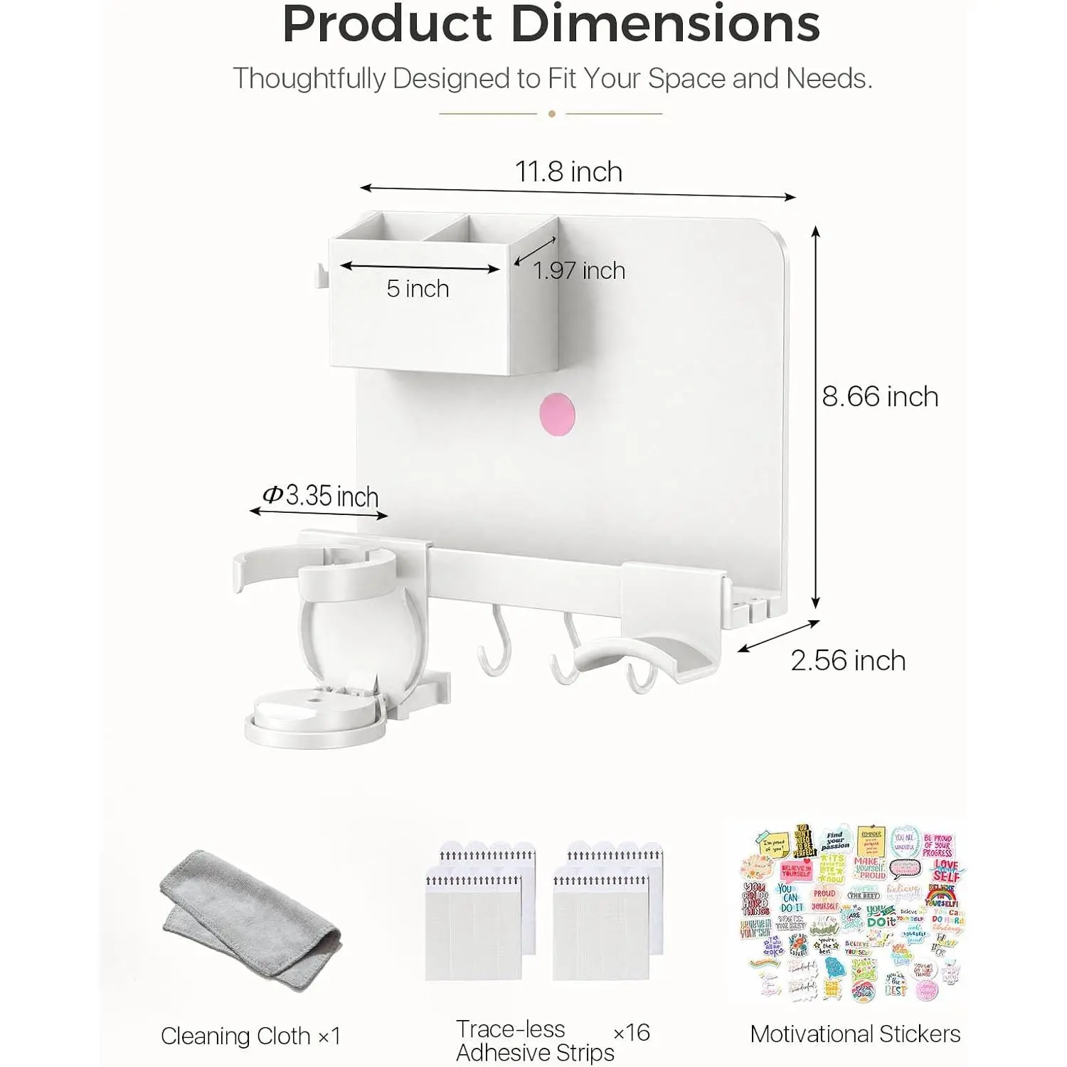 Shelves for Bedside Shelf, Stick On Bedside Wall Shelf for Bedroom, Dorm Room, No Holes Wall Shelf for Compact Storage & Flexible Accessories Organization