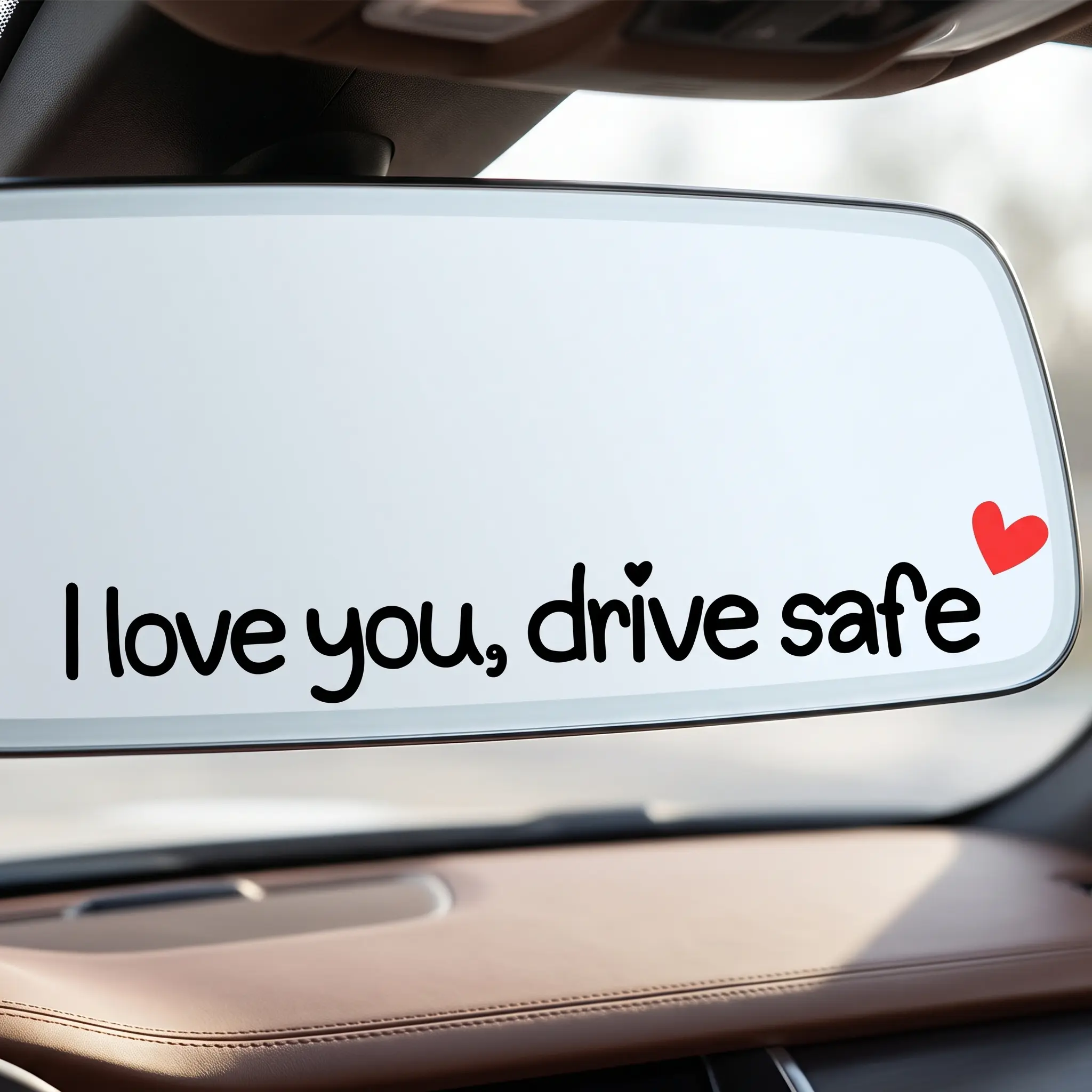 4 & 8 Pcs Waterproof Vinyl Mirror Stickers, I Love You Drive Safe Letter Decals, Universal Auto Interior Decor, Removable UV Resistant Car Rearview Mirror Accessory-YY1