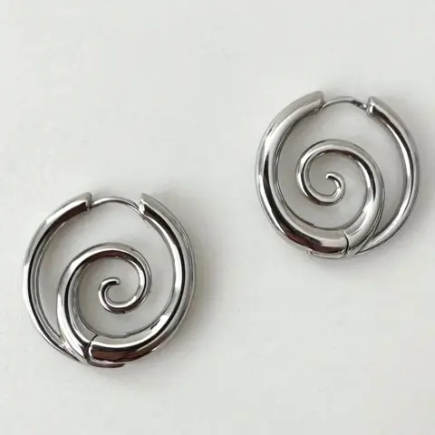 Vintage Geometric Spiral Circle Shape Round Earrings, Women's Simple Daily Commute Party Jewelry, Smooth Metal Versatile Earrings for All Occasions