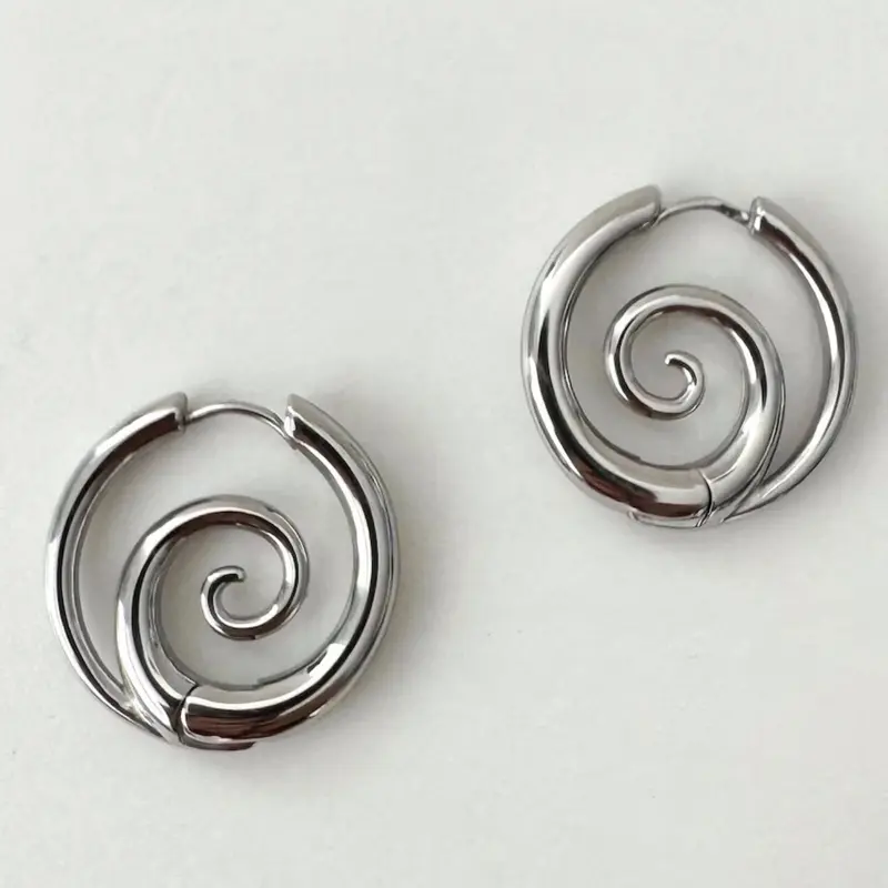 Vintage Geometric Spiral Circle Shape Round Earrings, Women's Simple Daily Commute Party Jewelry, Smooth Metal Versatile Earrings for All Occasions