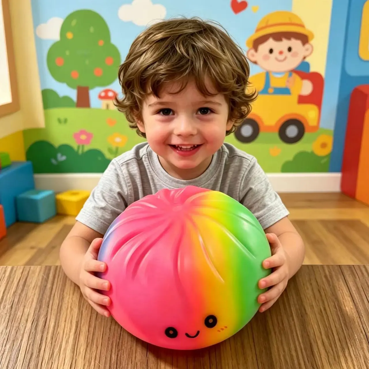 Jumbo rainbow dumpling stress-relief squishy