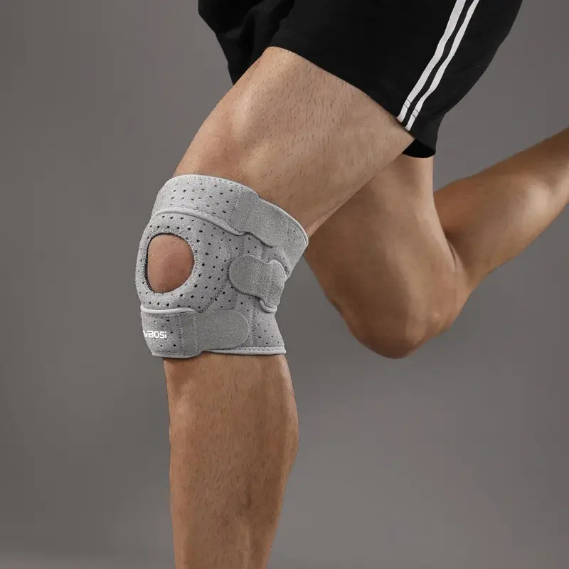 Breathable Adjustable Knee Support, Sports Knee Brace, 1pc Patellar Silicone Pad with Air Holes, Sports Knee Pad, Knee Supporter for Basketball Running Weightlifting