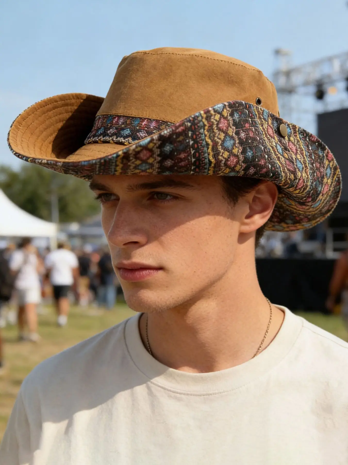 Bohemian Fisherman Hat for Men and Women, Unisex Bucket Hat with Rope, Outdoor Sun Protection, Versatile Fashion Accessory