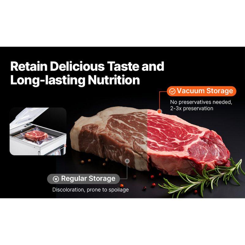 VEVOR Chamber Vacuum Sealer, 320W Sealing Power, Vacuum Packing Machine for Wet Foods, Meats, Marinades and More, Compact Size with 12.6 in Sealing Length, Applied in Home Kitchen and Commercial Use