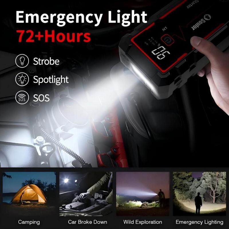 Soulor CY20 Portable 5000A Car Jump Starter Powerful Multi-Function Battery Booster Power Bank for SUV/Truck Emergency & Camping