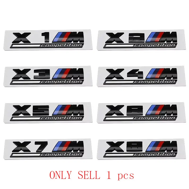 1pcs ABS Tricolor M Mark Competition Car Trunk Badge Emblem gloss black Competition Edition Sticker for BMW 7m 8x1m X2M X3M X4M X5M X6M X7M X5
