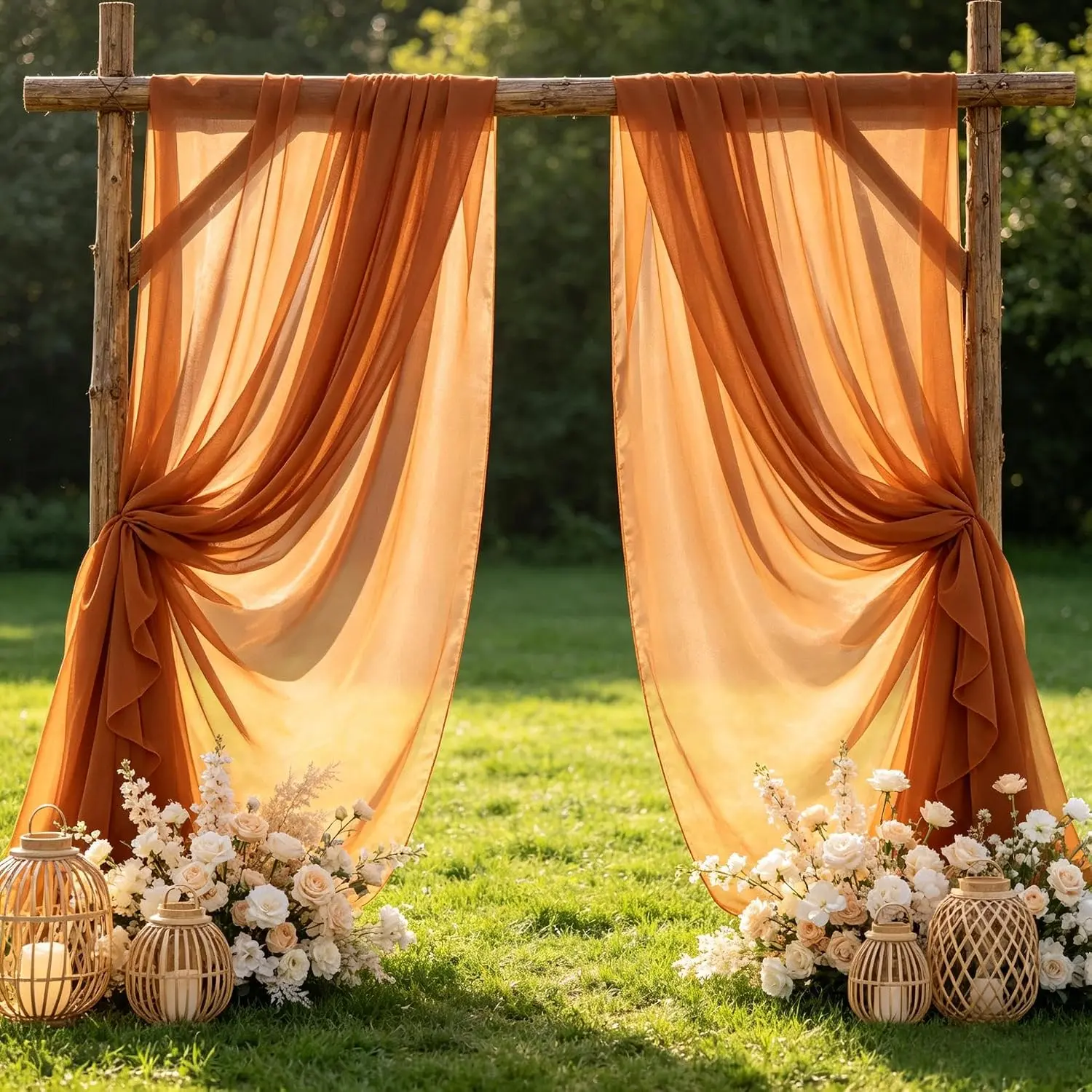 60-in Wide Continuous Sheer Chiffon Arch Fabric, 3-yd Pre-Cut Draping Panels, Airy DIY Crafts Decor for Wedding Arch Backdrop & Ceiling