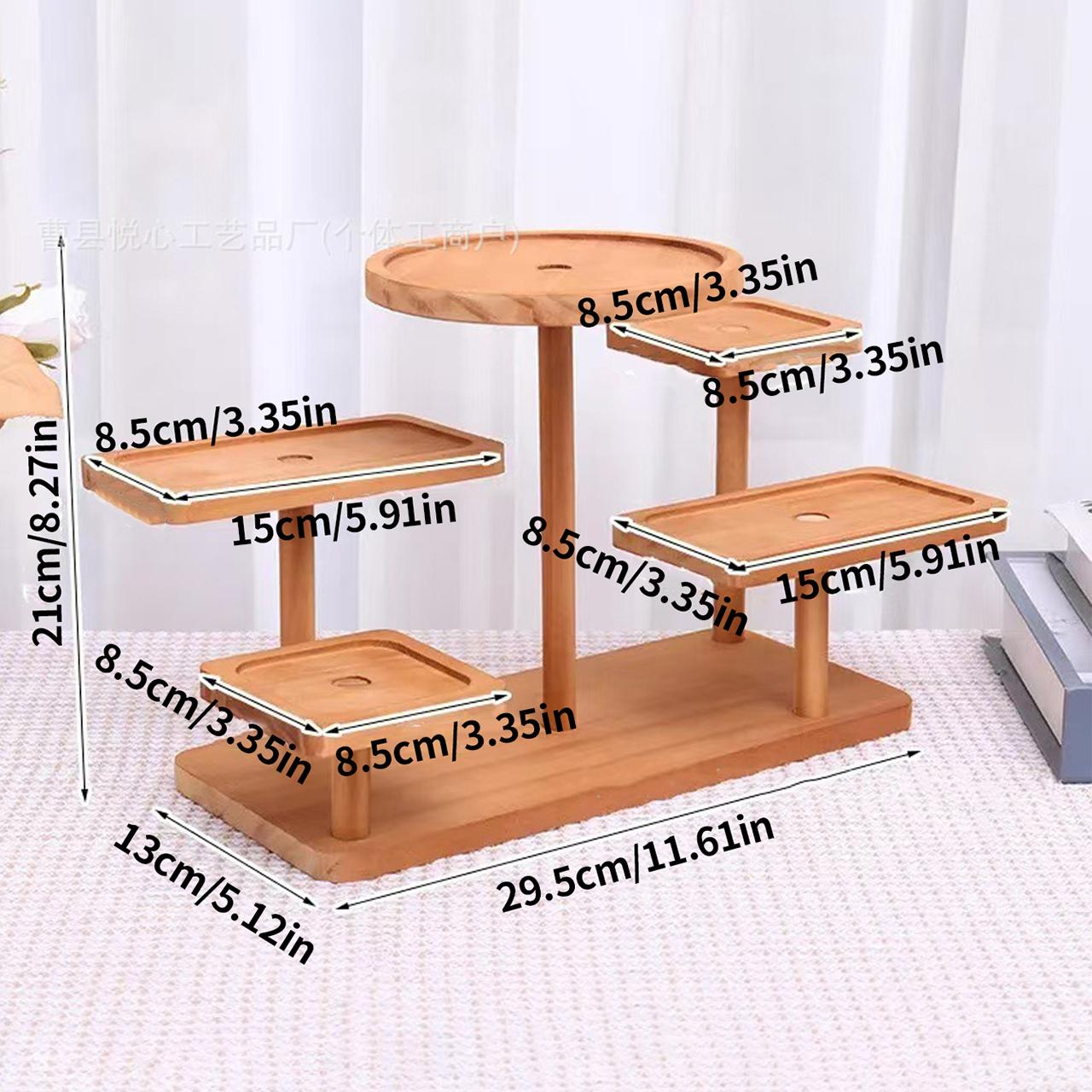 5-Tier Handmade Solid Wood Multi-Layer Display Rack, Kitchen Dining Cup Holder, Tray with Storage Layer, Modern Rustic Style Organizer