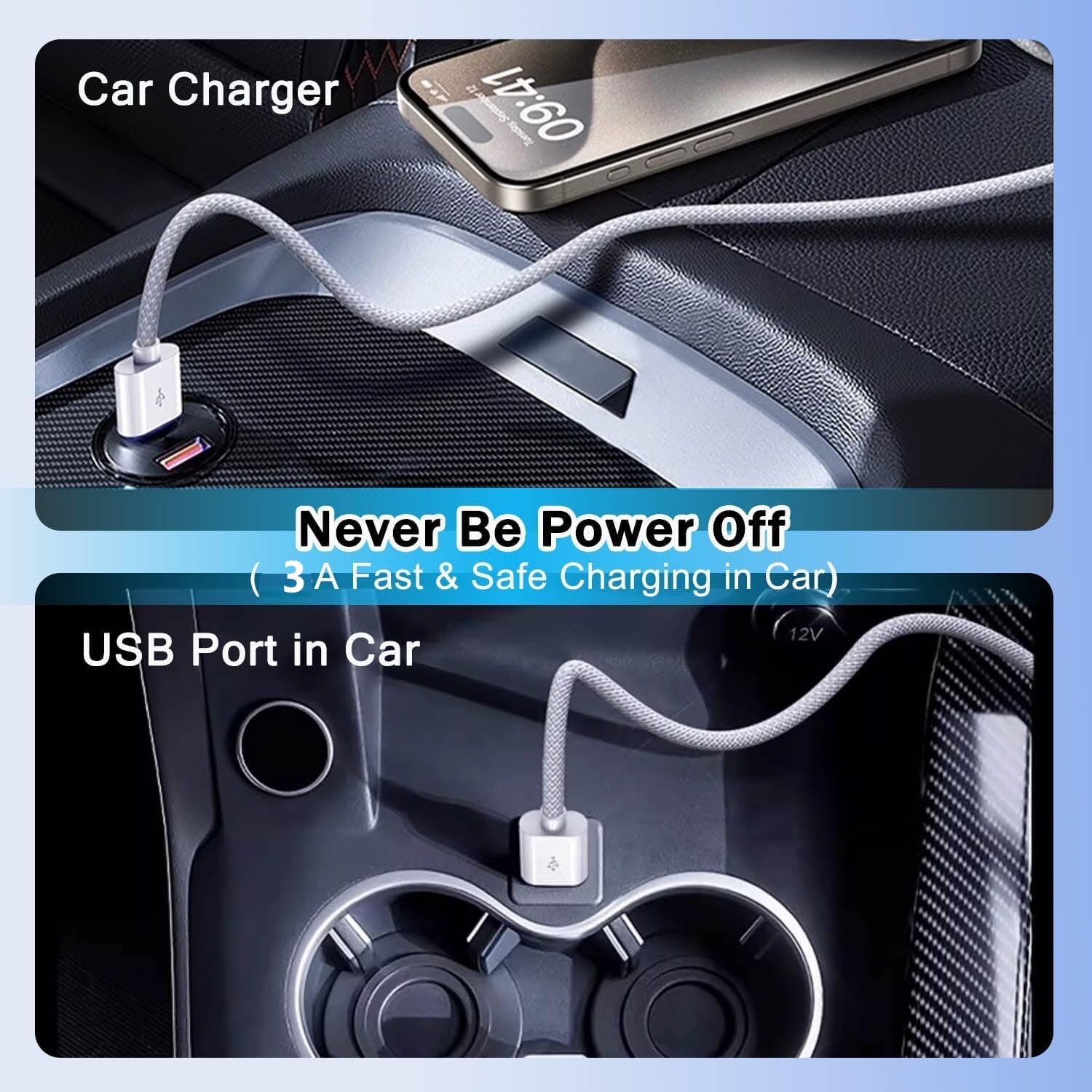 iPhone 15/16 Carplay Cable, USB a to USB C Adapter Cord, 3.3ft 6.6ft Options for iPhone 15/16 Pro Max Plus iPad, High-Speed Charging