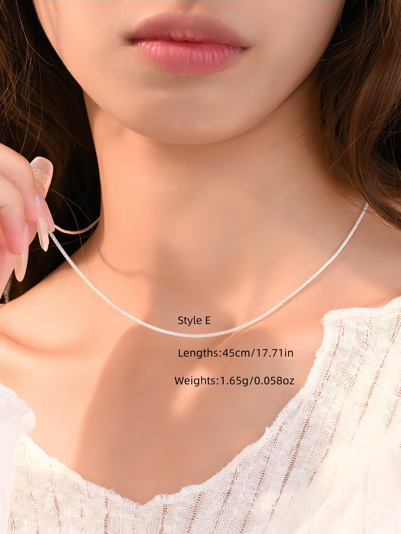 S999 Sterling Silver Women's Elegant Chain Necklace, Exquisite Trendy Chain Necklace, Chic Gorgeous Jewelry As Gift for Girlfriend