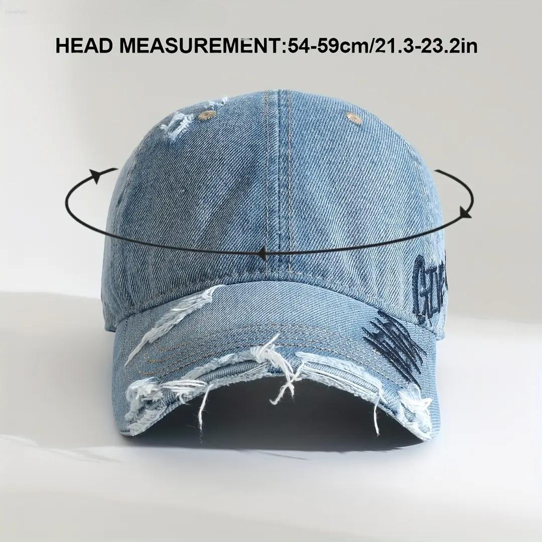 Vintage Washed Distressed Baseball Cap for Women Men – Retro Letter Embroidery Adjustable Hat, Lightweight Breathable Ripped Edge Cap for Outdoor Travel Streetwear Daily Wear