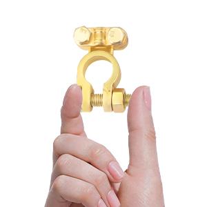 2PCS Positive & Negative Battery Terminal Connectors,Brass Battery Cable Ends for Automotive Replacement Battery Terminals & Ends,Universal Battery Clamps for Truck Boat Car