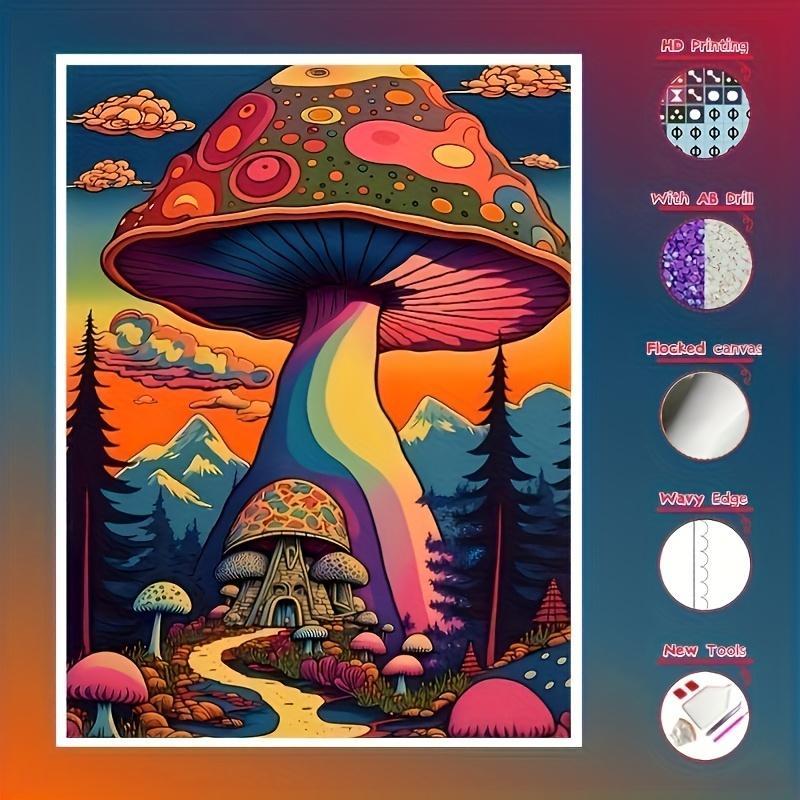 Mushroom Pattern DIY Artificial Diamond Art Colorful Painting Without Frame, Creative Wall Hanging Decoration Toy, Cartoon Housewarming Gift