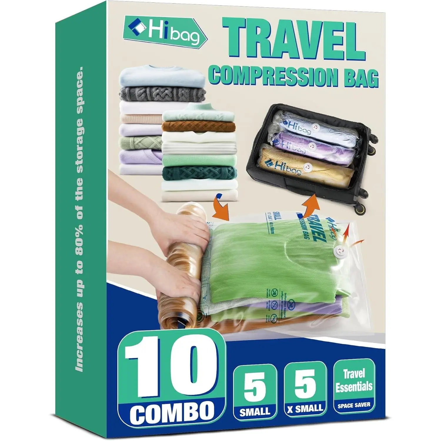 Travel Zipper Storage Bags, Travel Essentials Roll Up Compression Bags | Cruise Flight Accessories, fit Luggase Carryon Backpack, for Clothes, Waterproof, No Vacuum NeededGift.