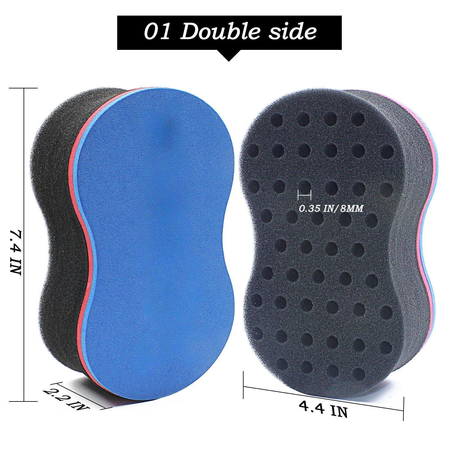 5Pcs Black Big Holes Magic Sponge Brush Set for Wavy,Coils,and Afro Hair-Hair Care Tool for Men and Women,Hair Brushes,Hair Styling Tools Set,Hand Tools Kits