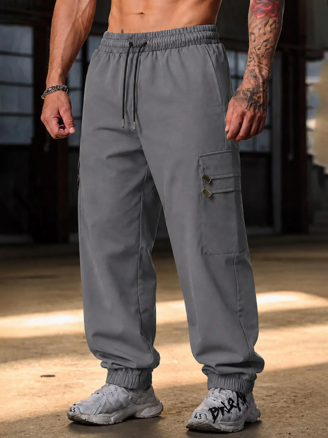 Men's American Style Wide Leg Casual Pants, Lightweight Woven Wrinkle-Resistant Fabric, Trendy Straight Leg Ankle-Length Trousers