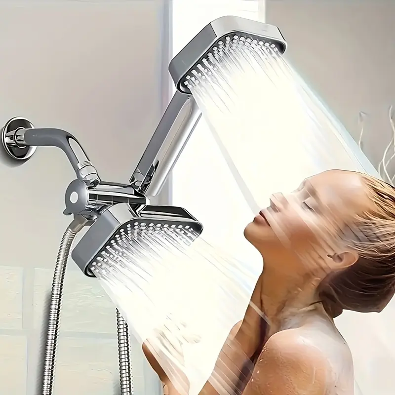 High-Traffic Advanced High-Pressure Rainfall Shower Combo, 2-in-1 Handheld & Fixed Shower Head Set with Long Hose and T-Valve, Durable ABS Wall Mount Shower Fixture, Premium Bathroom Upgrade Accessory