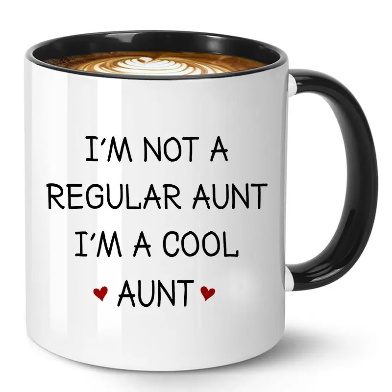 Funny Coffee Mug “I'm Not a Regular Aunt, I'm a Cool Aunt” – 11oz Ceramic Tea Cup, Humorous Gift for Cool Aunt from Niece Nephew, Birthday Gifts and Christmas Gift for Aunt