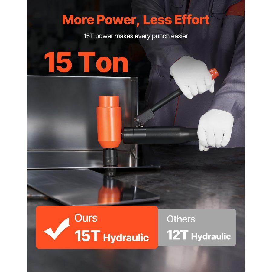 VEVOR Knockout Punch Set, 15 Ton Hydraulic Knockout Set, 1/2 to 4 KO Tool Kit Hole Making Tool, KO Tools Kit W/10 Dies for Metal Electrical Cabinets, Electrical Control Cabinets, Switch Cabinets