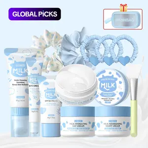 LAIKOU Milk Complete 24pcs Skincare Set | Cleanser, Day & Night Cream, Mud Mask, Sunscreen, Eye Mask & Eye Cream, Gentle Hydrating Kit Perfect for Teens & Beginners, Care Routine Set #GLOBAL PICKS
