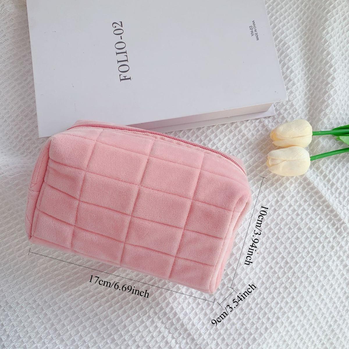 Cute Canvas Pencil Case, Aesthetic Pillow Shape Large Capacity Zipper Pouch, Soft Multifunctional Cosmetic & Stationery Bag for Back to School, College, Travel Makeup Storage