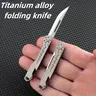 Titanium Mini Folding Knife with Bottle Opener, Sharp Portable Keychain Cutter for Packing Unboxing and Everyday Use, EDC Multi Tools, Folding Pocket Knives, Portable Multipurpose Knives