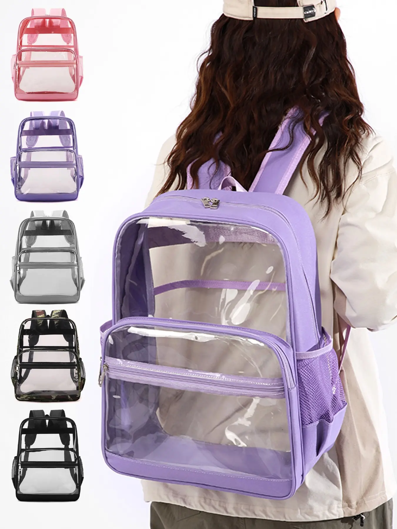 Security Compliant Clear Transparent Backpack, Thickened PVC Visible Book Bag, Suitable for Campus, Concerts, Sports Fields