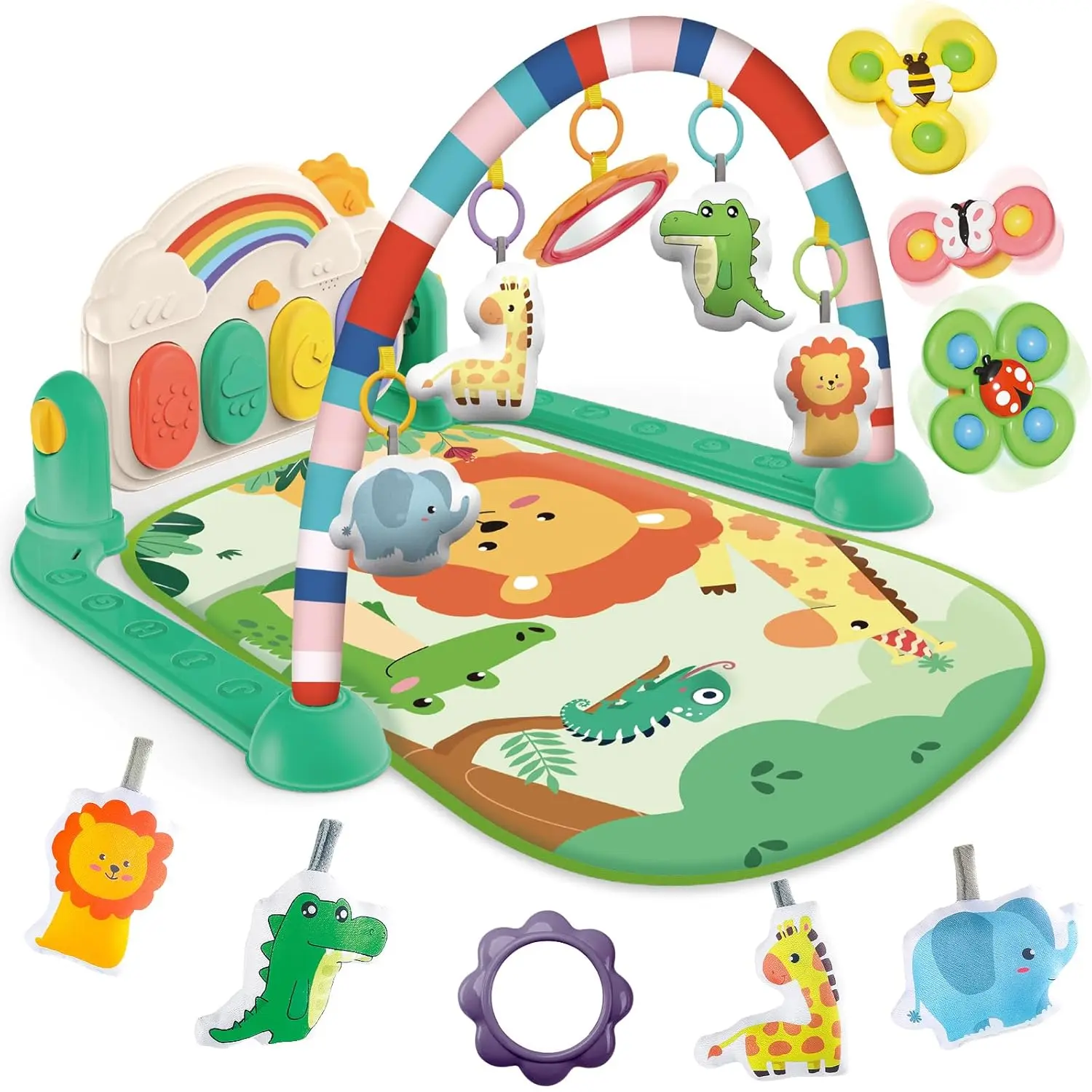 Baby Gym & Play Mat, Tummy Time & Activity Mat Toys, Infant to Toddler Play Piano Mat, 0-12 Months (Green) ball pit inflatable