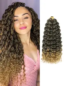 GoGo Curl Crochet Hair 18 Inch 3 Packs for Women Deep Wave Braiding hair Synthetic Braiding Bohemian Crochet Braid Water Wave Crochet hair Extensions