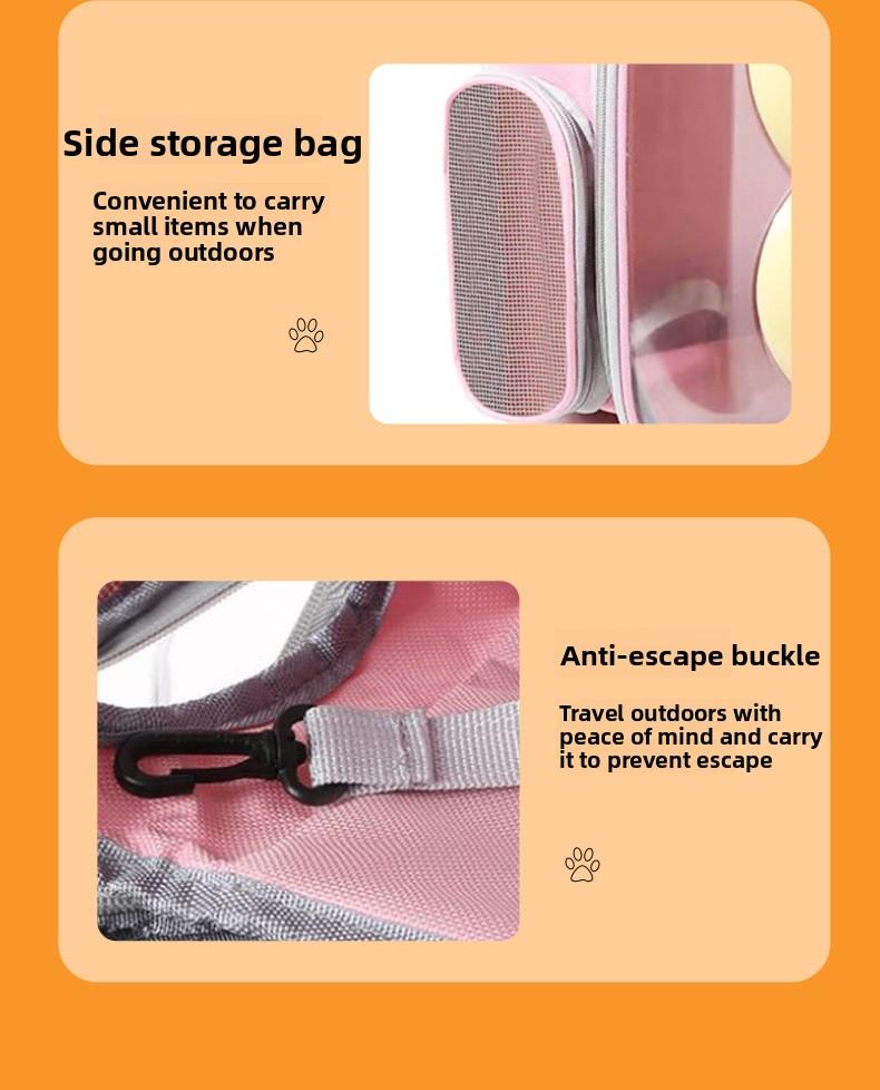 Pet Backpack Carrier - Breathable Transparent Space Capsule Astronaut Design with Mesh Pocket & Adjustable Straps, Portable Large Capacity Travel Backpack for Small Dogs & Cat