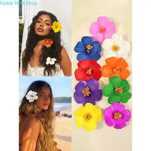 4/9-Pack Women’s Hibiscus Flower Hair Clips, Waterproof Lightweight PVC Boho Hairpins, Tropical Hawaiian Accessories for Summer Casual Outfits & Beach Vacation Trips