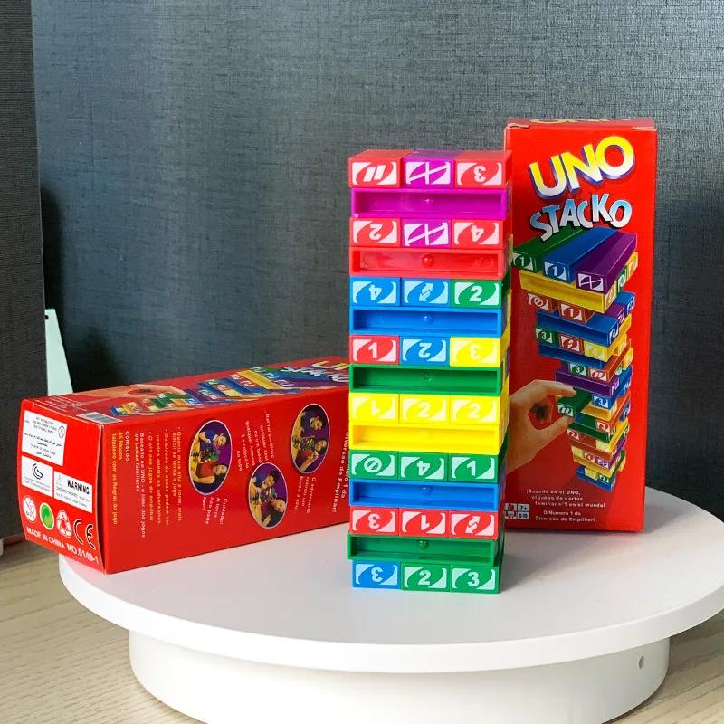 Stacko UNO Card Board Games Family Entertainment Poker Party Early Education Puzzle Stackoed Toy Playing Cards Birthday Party Surprise Gift