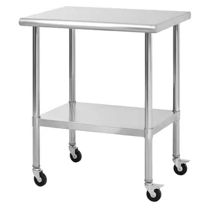ARCH Stainless Steel Table with Wheels 24x30x36 Inch Commercial NSF Metal Prep Work Table for Restaurant Kitchen Hotel Garage, Heavy Duty Stainless Table with Casters, Mobile Food Prep Station, Silver, Living Room Table for Sofa Side, Bedroom