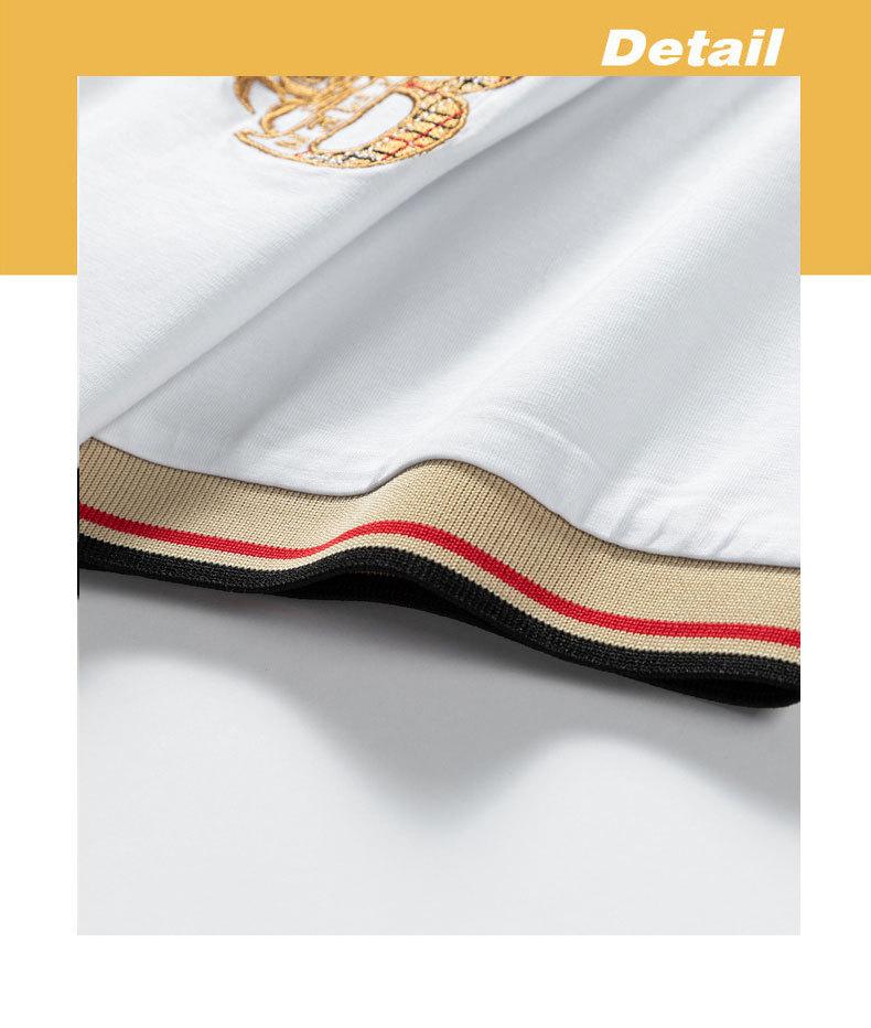 New Summer High-Quality Pure Cotton Men's Polo Shirt Solid Color Embroidered Lapel Top