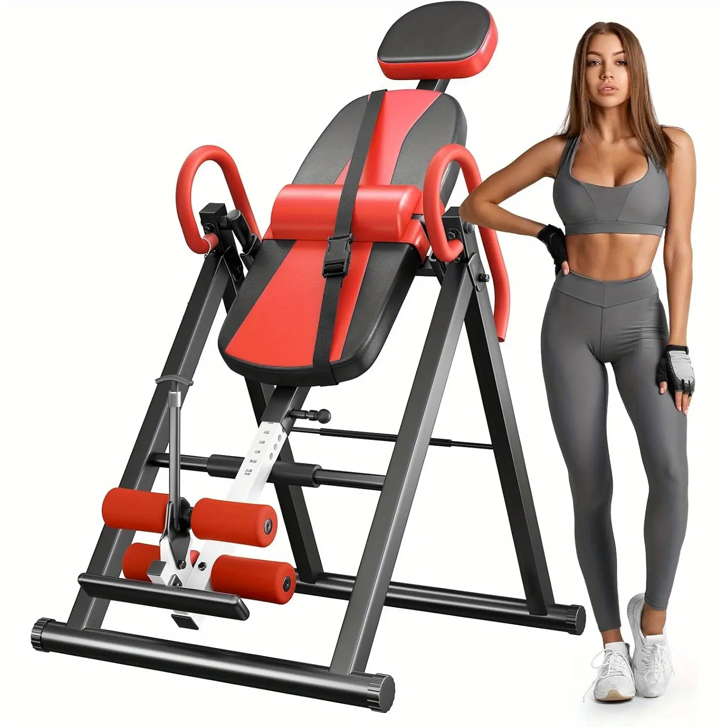 Heavy Duty Gravity Inversion Table - 300LB Capacity Back Machine With Adjustable Belt & Headrest - 6'6" Spine Stretcher For Home Therapy (3-Angle Adjustable)
