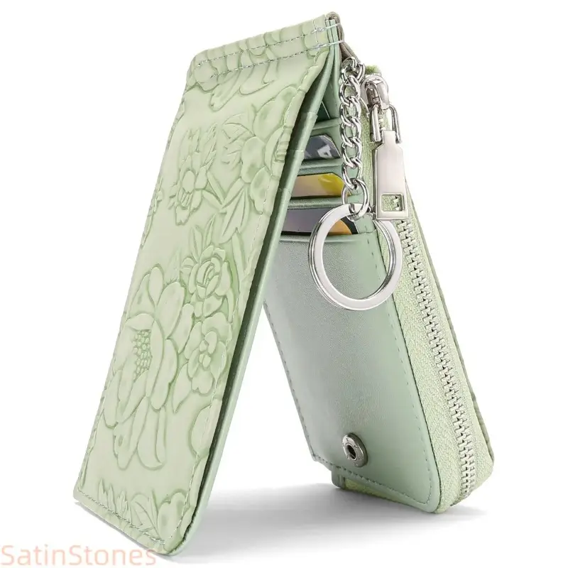 Peppy & Glamorous Embossed Wallet for Women, Zippered Fashionable Card Holder with Keyring and ID Pocket - Engagement Gift, Zipper Card Slots, Anniversary Gift, Funky, Card Holder Slot, Wallets