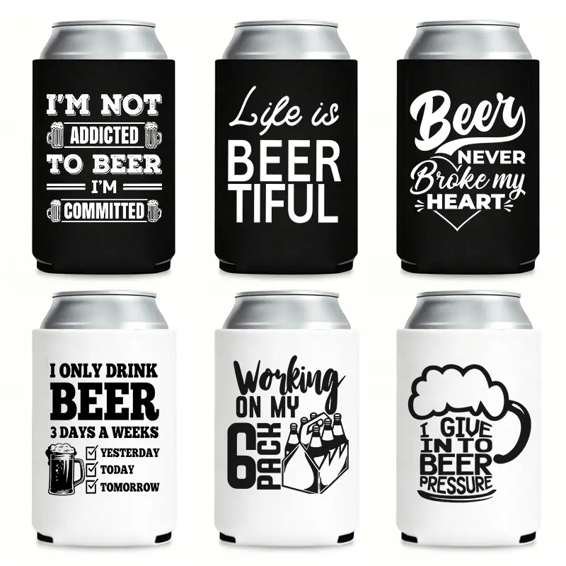 Funny Koozies for Party – "Beer Never Broke My Heart" Can Cooler with Thermo coolers, Best Can Koozie for Cans, Perfect Koozies for Cans, Hilarious Gifts for Beer Lovers,  and Backyard Gatherings-6Pack