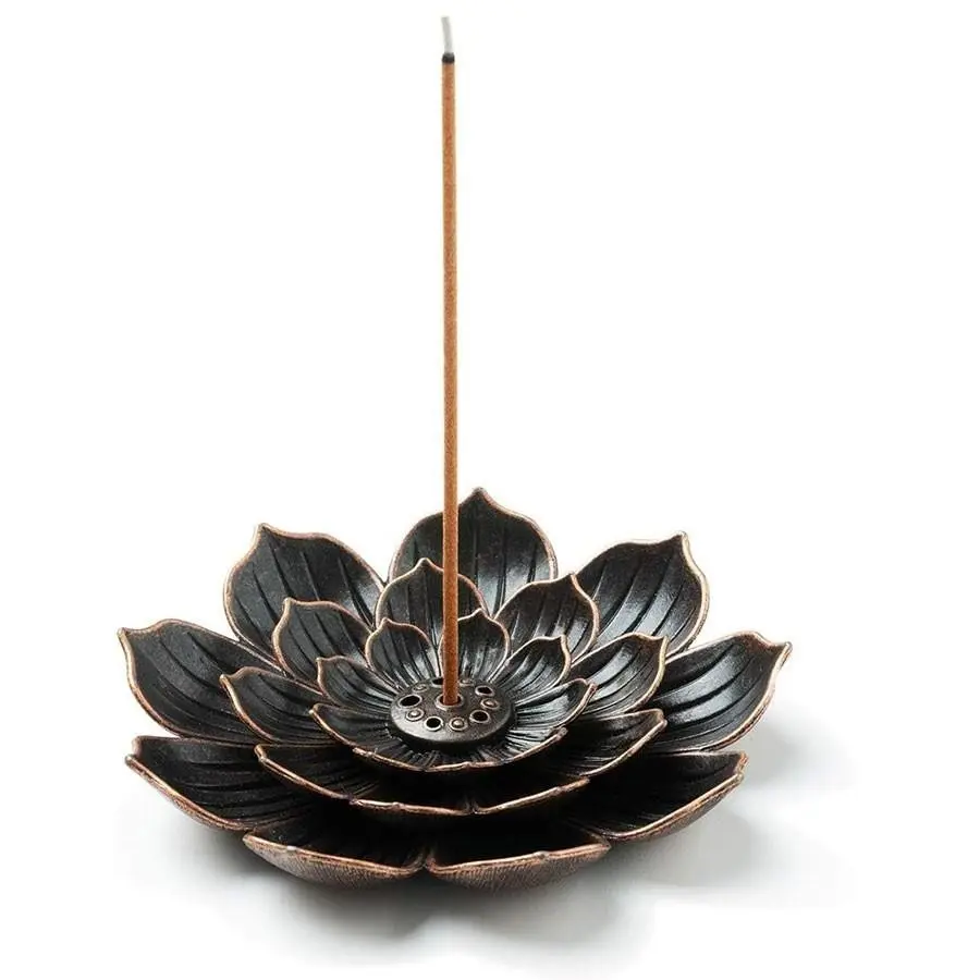 1 Count 3 Layer Buddha Incense Burner, Incense Holder for Sticks, Brass Lotus Design, Detachable Ash Catcher Collector, Easy Cleaning, Ideal for Home Decor & Rituals