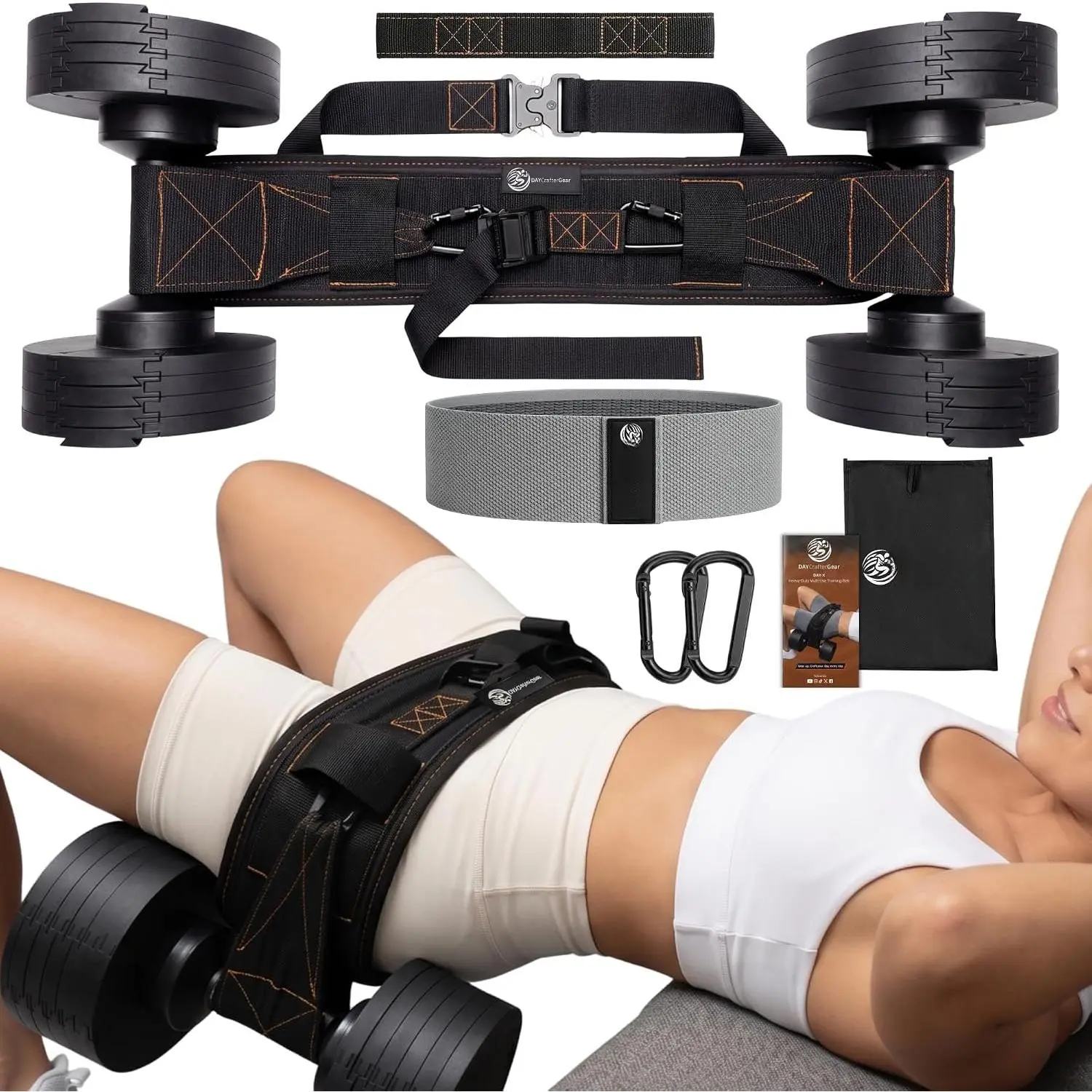 DAY-X  Thrust Belt for Dumbbells, Kettlebells & Plates Tested Up to 300 lbs - 3-Mode  Thrust + Dip Belt + Squat Yoke - Heavy Duty Glute Workout Equipment - Booty Belt for  & Gym -