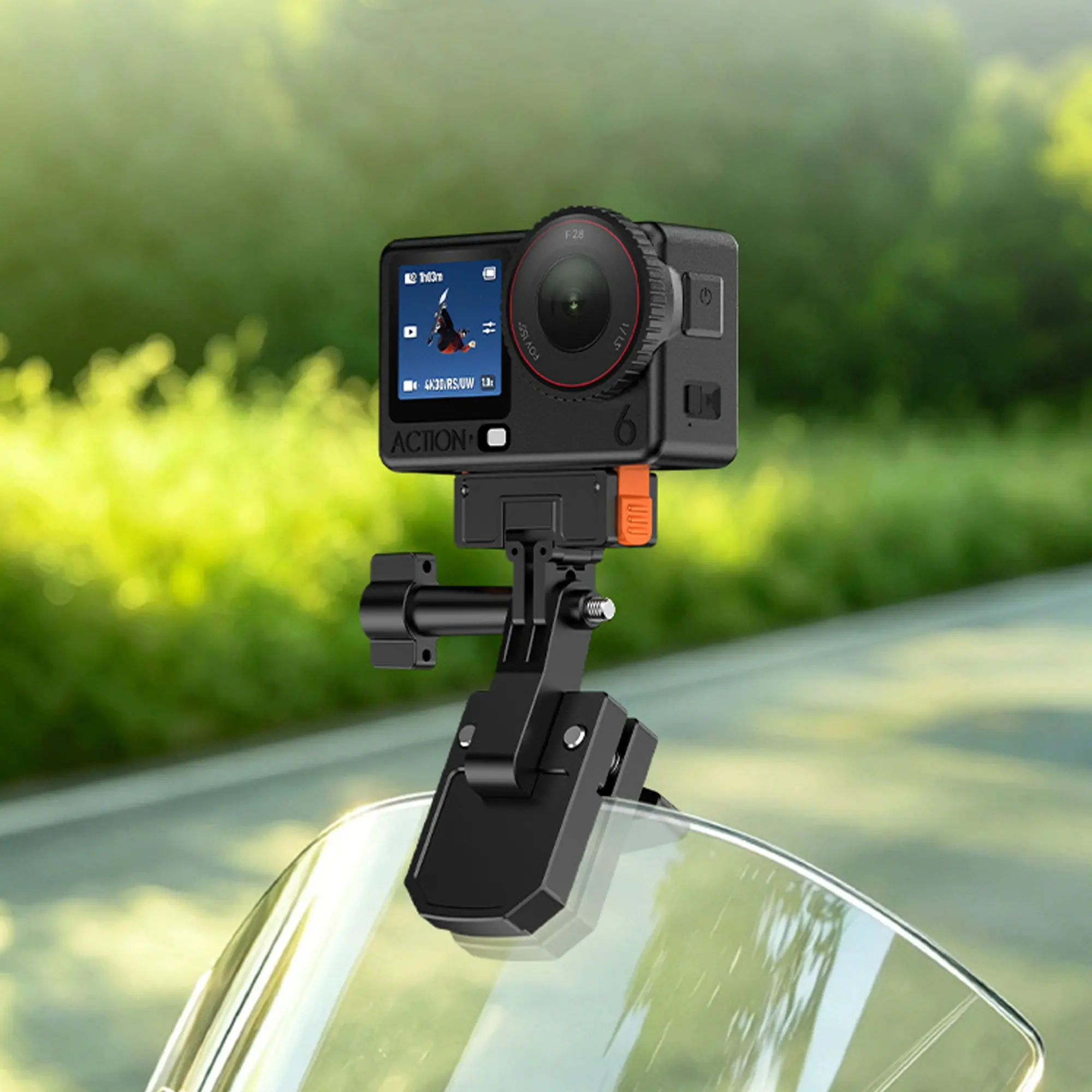 Motorcycle Windshield Clip Mount Holder for Gopro Hero 13/12/11/10/9, Motorcycle Accessory, Aluminum Alloy Camera Clamp with 1/4" Adapter, Action Camera Accessories
