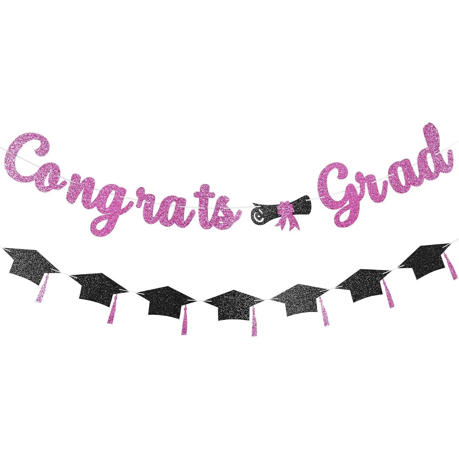 Graduation Decorations of 2026 Pre-Strung Congrats Grad Banner Blingbling Glitter Graduation Garland for High School College 2026 Grad Party Supplies ()
