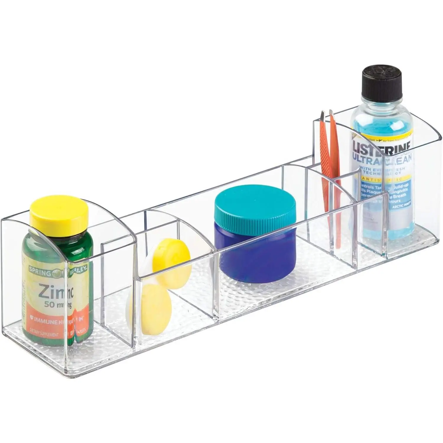 12" Plastic Divided Vanity Medication and Bathroom Accessory, 12" x 3" x 3.5", Multi-Level Organizer |   Medication and Bathroom Accessory