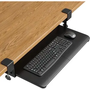 Under Desk Keyboard Tray KMT01, Pull-Out Keyboard & Mouse Platform with C-Clamp, 25.6 x 11.8 in Space-Saving Ergonomic Slide-Out Drawer, Black