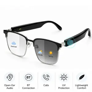 Photochromic Smart Glasses,Bluetooth Glasses,Touch Control,Voice Assistant,Hands-Free Music & Calls, UV Protection, Lightweight Smart Glasses for Men Women Cycling Running Driving